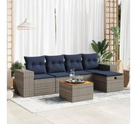 RMIHSJG Ensemble de 6 canapés de jardin avec coussins gris en polyrotin - Rangement résistant aux intempéries et housses amovibles pour terrasse - Ce canapé de jardin 6 pièces gris est fabriqué en