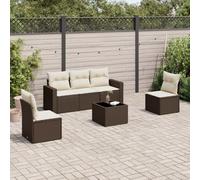 RMIHSJG Ensemble de 6 canapés de jardin avec coussins marron en polyrotin - Design modulaire et housses amovibles pour l'extérieur - Ce canapé de jardin 6 pièces marron est fabriqué en