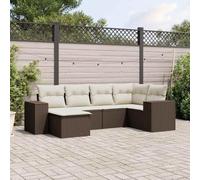 RMIHSJG Ensemble de 6 canapés de jardin avec coussins marron en rotin synthétique - Design modulaire et housses amovibles pour un nettoyage facile - Mobilier en rotin synthétique résistant aux