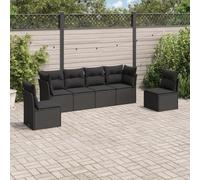 RMIHSJG Ensemble de 6 canapés de jardin avec coussins, noir, polyrotin tressé, design modulaire, espace de rangement imperméable, housses amovibles, meubles d'extérieur durables pour terrasse