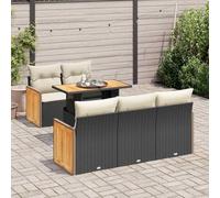 RMIHSJG Ensemble de 6 canapés de jardin avec coussins noirs en polyrotin PE tressé, design modulaire, espace de rangement avec sac imperméable, housses amovibles, durable et résistant aux intempéries