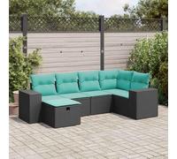 RMIHSJG Ensemble de 6 canapés de jardin avec coussins noirs en polyrotin - Rangement résistant aux intempéries et housses amovibles pour terrasse - Cet ensemble de 6 canapés de jardin en noir est