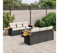 RMIHSJG Ensemble de 7 canapés de jardin en polyrotin noir avec coussins, espace de rangement et table d'appoint pour terrasse Ce canapé de jardin de 7 pièces de qualité supérieure en noir est fabriqué