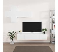 RMIHSJG Ensemble de 7 meubles TV en bois blanc - Meuble TV - Meuble bas - Buffet suspendu - Table basse