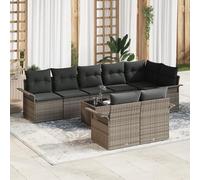 RMIHSJG Ensemble de 8 canapés de jardin, avec coussins, en polyrotin, design modulaire, pour terrasse et balcon, en polyrotin résistant aux intempéries, confortable pour cinq personnes, noir