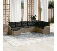 RMIHSJG Ensemble de 8 canapés de jardin avec coussins gris en polyrotin - Design modulaire et housses amovibles pour l'extérieur - Ce canapé de jardin en 8 pièces gris est fabriqué en