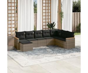 RMIHSJG Ensemble de 8 canapés de jardin avec coussins gris en polyrotin - Design modulaire et housses amovibles pour l'extérieur - Ce canapé de jardin en 8 pièces gris est fabriqué en