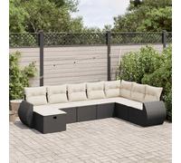RMIHSJG Ensemble de 8 canapés de jardin avec coussins noirs en polyrotin tressé PE espace de rangement sac imperméable housse amovible Mobilier d'extérieur modulaire