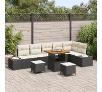 RMIHSJG Ensemble de 9 canapés de jardin avec coussins - Noir - En polyrotin - Meubles d'extérieur - Ce canapé de jardin de 9 pièces est fabriqué en polyrotin robuste et résistant aux intempéries