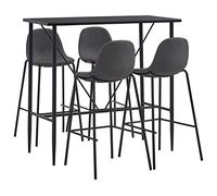 RMIHSJG Ensemble de bar 5 pièces en tissu gris foncé avec table de bar et 4 chaises de bar, design moderne pour appartement, jardin, bar ou restaurant, panneau MDF facile d'entretien et structure en
