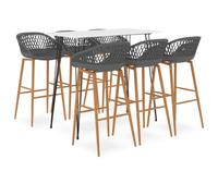 RMIHSJG Ensemble de bar 7 pièces blanc et gris au design moderne pour l'intérieur, le jardin, le bar ou le restaurant - Table haute robuste avec panneau MDF et cadre en métal revêtu par pulvérisation