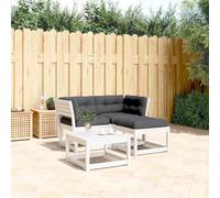 RMIHSJG Ensemble de canapé de jardin 3 pièces avec coussin en pin massif blanc, design modulaire pour terrasse, expérience d'assise confortable avec dossiers, design à lattes empêche