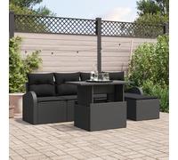 RMIHSJG Ensemble de canapé de jardin 6 pièces avec coussins en polyrotin noir, style moderne et super confort pour les journées de détente en plein air, meubles d'extérieur résistants aux intempéries