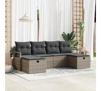 RMIHSJG Ensemble de canapé de jardin 6 pièces avec coussins gris en polyrotin - Design modulaire pour des positions d'assise flexibles et un confort extérieur résistant aux intempéries