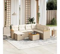 RMIHSJG Ensemble de canapé de jardin 8 pièces avec coussins beige en polyrotin - Design modulaire pour terrasse et cour - Rotin synthétique durable avec cadre en acier stable - Groupe de sièges