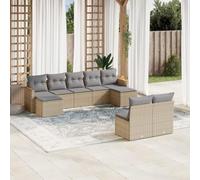 RMIHSJG Ensemble de canapé de jardin 9 pièces avec coussins beige en polyrotin - Design modulaire et housses amovibles pour l'extérieur - Ce canapé de jardin durable de 9 pièces est fabriqué en