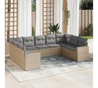 RMIHSJG Ensemble de canapé de jardin 9 pièces avec coussins beige en polyrotin - Design modulaire et housses amovibles pour un arrangement flexible - Ce canapé de jardin en 9 pièces est fabriqué en