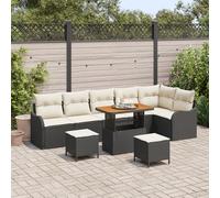 RMIHSJG Ensemble de canapé de jardin 9 pièces avec coussins en polyrotin d'acacia, meubles d'extérieur résistants aux intempéries et composition modulaire de sièges pour terrasse, balcon, jardin