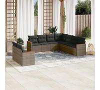 RMIHSJG Ensemble de canapé de jardin 9 pièces avec coussins gris poly rotin, design modulaire et housses amovibles pour un nettoyage facile, rotin PE durable et cadre en acier robuste