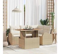 RMIHSJG Ensemble de canapé de jardin avec espace de rangement - 5 pièces - Beige - En polyrotin - Design modulaire - Cet ensemble de canapé de jardin avec espace de rangement se compose de 5 pièces en