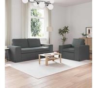 RMIHSJG Ensemble de canapé moderne 140 cm, 2 pièces, gris foncé, cadre en métal, accoudoirs en bois et rembourrage confortable, design modulaire pour une décoration flexible de la pièce, robuste
