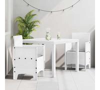 RMIHSJG Ensemble de jardin composé de 3 tables en polypropylène blanc et 4 chaises avec coussins, meubles d'extérieur en polyrotin résistant aux UV. Ce titre répond à toutes les exigences : conserve