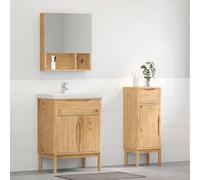 RMIHSJG Ensemble de meubles de salle de bain avec porte, 2 pièces, marron cire, bois massif, étagère murale moderne avec solutions de rangement réglables pour salle de bain organisée