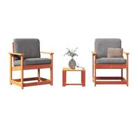 RMIHSJG Ensemble de salon de jardin 3 pièces en pin massif marron cire avec accoudoirs et dossiers pour terrasse et jardin, design robuste à lattes