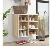 RMIHSJG Étagère à chaussures en chêne Sonoma 52,5 x 30 x 50 cm avec 6 compartiments en bois robuste pour un rangement stable et ventilé, montage mural ou sur pied, miracle d'espace pratique