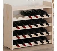 RMIHSJG Étagère à vin avec plateau supérieur en pin massif 67,5 x 25 x 60 cm, 4 niveaux pour 24 bouteilles, design ondulé pour l'humidité du liège, solution de rangement, aspect rustique pour cuisine