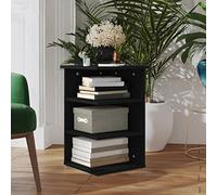 RMIHSJG Étagère d'appoint noire 35 x 35 x 55 cm en bois avec 3 étagères pour livres et décoration, organiseur de rangement, surface de rangement stable, pour canapé, à côté de la table