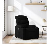 RMIHSJG Fauteuil de relaxation en tissu noir avec fonction de couchage manuel et dossier réglable jusqu'à 135 °C, rembourrage confortable avec porte-gobelets et poche latérale, solide