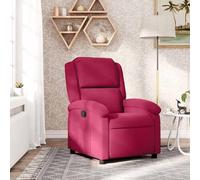 RMIHSJG Fauteuil de relaxation en velours bordeaux avec fonction de couchage manuel et poche latérale - 1 pièce - Fauteuil confortable avec dossier réglable jusqu'à 135 °C - Assise rembourrée et