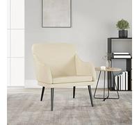 RMIHSJG Fauteuil en cuir synthétique crème - 63 x 76 x 80 cm - Avec structure en métal - Fauteuil de relaxation confortable avec dossier rembourré - Résistant aux taches et durable - Pour le salon