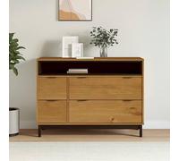 RMIHSJG FLAM - Commode à tiroirs 110 x 40 x 80 cm en pin massif avec 4 tiroirs et 1 compartiment ouvert pour espace de rangement, plateau supérieur stable, design rustique, meuble durable
