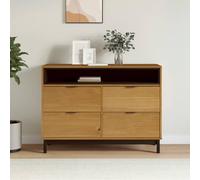 RMIHSJG FLAM - Commode à tiroirs 110 x 40 x 80 cm en pin massif avec 4 tiroirs et 1 compartiment ouvert pour espace de rangement, plateau supérieur stable, design rustique, bois durable