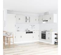 RMIHSJG Kalmar Armoire de cuisine blanche 80 x 46 x 81,5 cm en matériau dérivé du bois avec portes affleurantes et poignées à étrier, armoire de rangement moderne pour ustensiles de cuisine avec