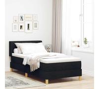 RMIHSJG Lit à sommier tapissier avec matelas, 190 x 90 cm, noir, tête de lit réglable manuellement, avec sommier à lattes et pieds stables, pour chambre à coucher moderne, design confort