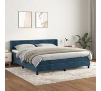 RMIHSJG Lit à sommier tapissier avec matelas bleu foncé 160 x 200 cm - Tête de lit en velours réglable en hauteur - Ressorts ensachés - Surmatelas doux pour la peau - Soutien mi-dur pour les loisirs