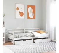 RMIHSJG Lit de jour extensible 2 en 1 avec 2 tiroirs, 90 x 200 cm, en pin massif, avec sommier à lattes et design rustique pour un confort optimal et une solution de rangement