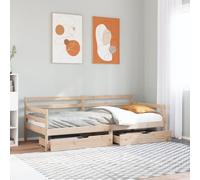 RMIHSJG Lit de jour, extensible, 2 en 1, avec tiroirs, 90 x 200 cm, en pin massif, avec barreaux latérales, sommier à lattes pour respirabilité et espace de rangement