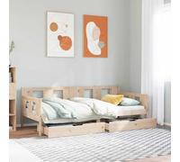 RMIHSJG Lit de jour extensible 2 en 1 avec tiroirs, 90 x 200 cm, en pin massif, canapé et lit, avec sommier à lattes, charme rustique pour un espace de rangement optimal et une longue durée de vie
