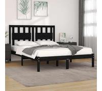 RMIHSJG Lit en bois de pin massif noir 200 x 200 cm avec dossier confortable en pin robuste pour un sommeil réparateur