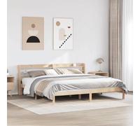 RMIHSJG Lit en bois de pin massif sans matelas 180 x 200 cm avec sommier à lattes et espace de rangement pour tête de lit - Cadre de lit autoportant en pin massif pour un bon sommeil