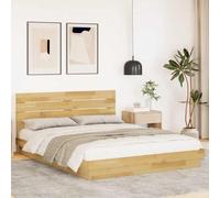 RMIHSJG Lit en bois massif avec tête de lit en bois de chêne, 135 x 190 cm, sans matelas et sommier à lattes, pour un sommeil optimal et une longue durée de vie comme lit de sol peu encombrant
