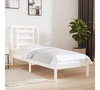 RMIHSJG Lit en bois massif blanc 75 x 190 cm en pin avec tête de lit confortable pour chambre à coucher moderne, cadre de lit robuste et design décoratif