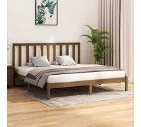 RMIHSJG Lit en pin massif 200 x 200 cm marron miel avec cadre en bois robuste et soutien dorsal confortable, sommier à lattes durable pour un soutien optimal du matelas et une simplicité