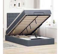 RMIHSJG Lit ottoman avec matelas et LED, gris foncé, 120 x 190 cm, en velours, matelas à ressorts ensachés et mécanisme de levage hydraulique pour un grand espace de rangement, avec confortable