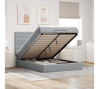 RMIHSJG Lit ottoman avec matelas gris clair, 140 x 190 cm, en tissu, ressorts ensachés et mécanisme hydraulique pour un sommeil réparateur et une solution de rangement