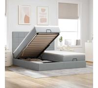 RMIHSJG Lit ottoman avec matelas gris clair, 160 x 200 cm, en tissu, 2 espaces de rangement, lits à sommier tapissier avec matelas à ressorts ensachés et mécanisme de levage hydraulique pour un